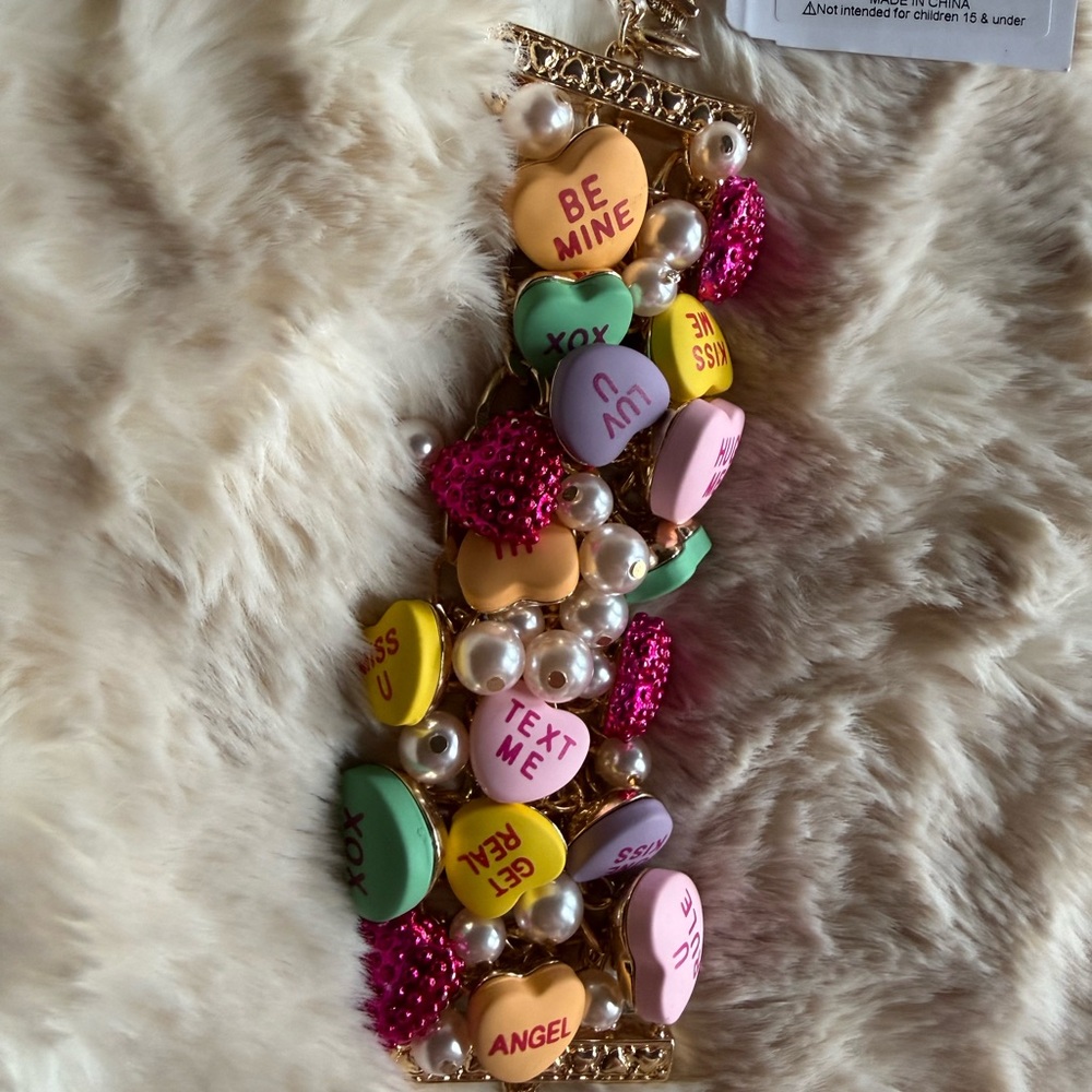 Betsey Johnson Multicolor Heart Charm Bracelet